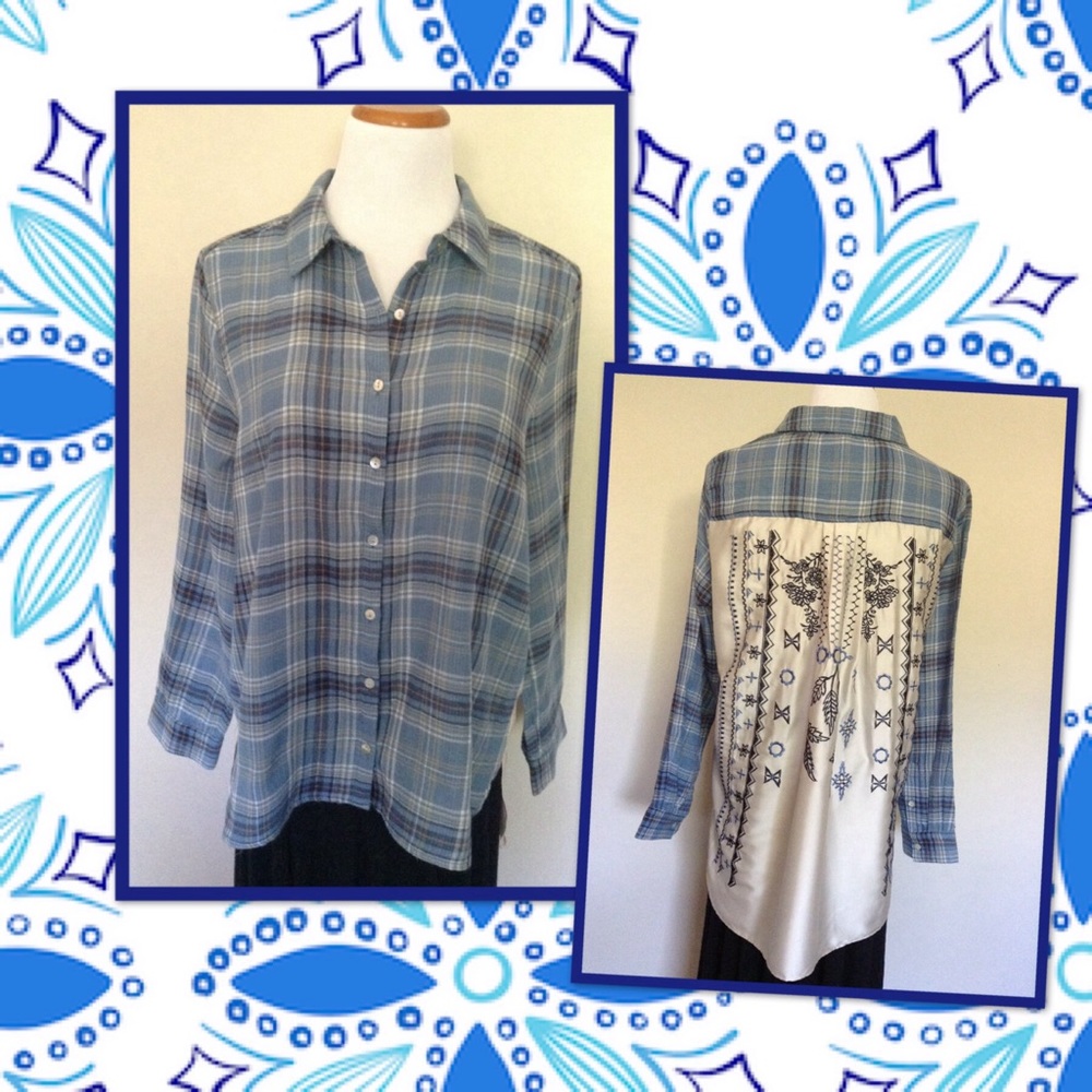 Plaid Shirt with Embroidered Back
